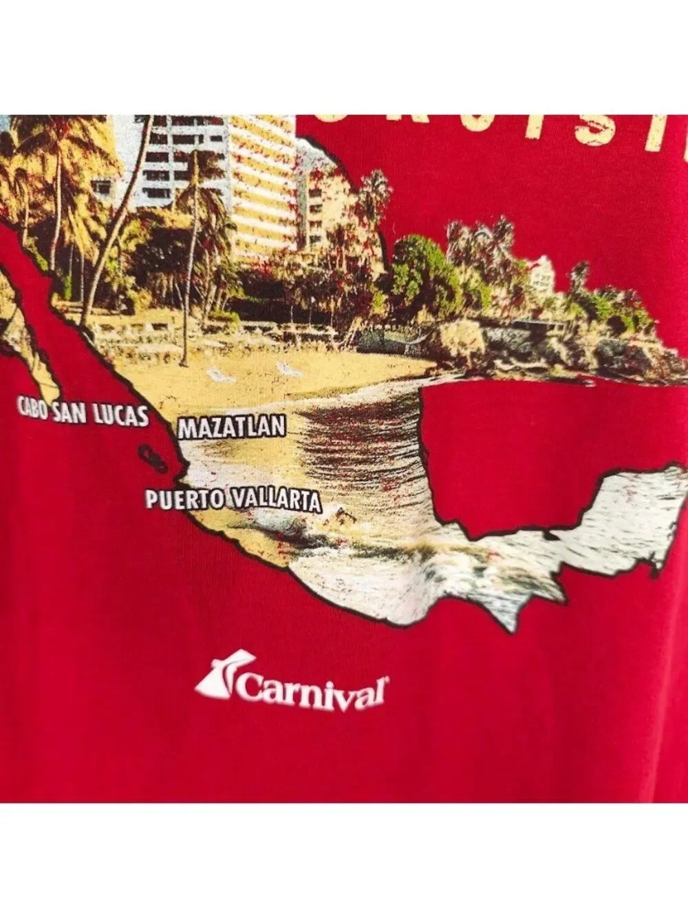 Mexico Cruising T Shirt Mens Size Medium Red Carnival Cruises Travel Tee